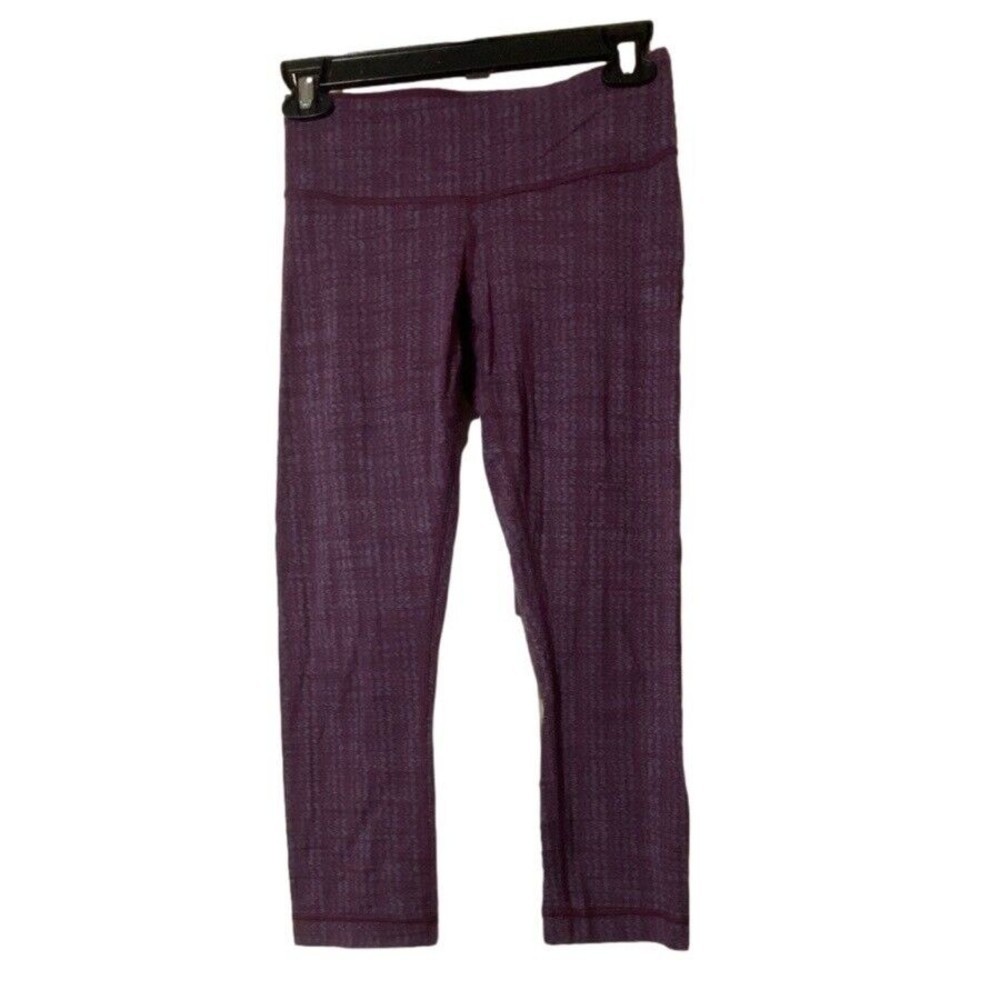 Lululemon Wunder Under Crop Textured Ziggy‎ Wee September Plum Sz 4